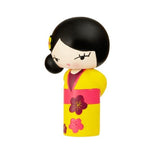 This charming Momiji figurine, the Birthday Girl Momiji Doll by Momiji (UK), is an exquisite handpainted resin message doll. Adorned in a yellow and pink kimono with floral decorations, it captures the essence of a traditional Japanese doll. Spread love by unveiling the hidden message tucked inside.