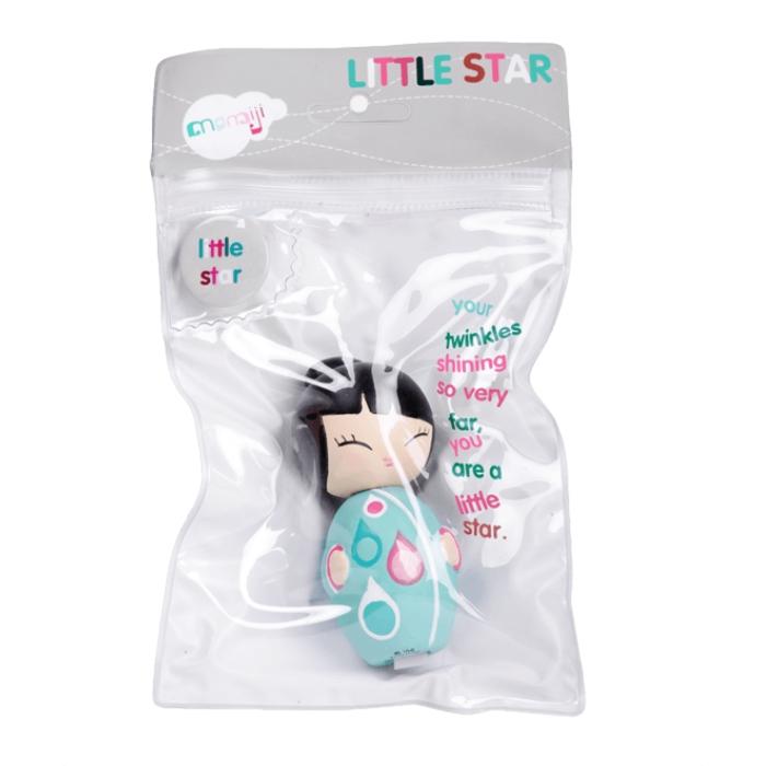 The Little Star Momiji Doll from UK-based Momiji features handpainted intricate details, is packaged in a plastic bag adorned with vibrant graphics, and includes a secret message waiting to be discovered.