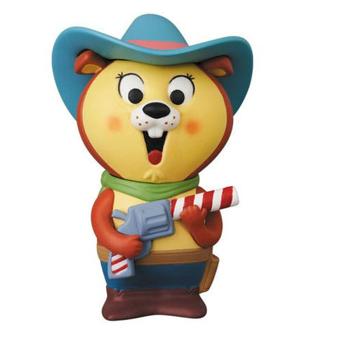 A vintage Kellogg's Ultra Detail Figure No.648 Sugar Pops Pete (Classic) toy bear in a cowboy hat holding a gun by Medicom (JP).
