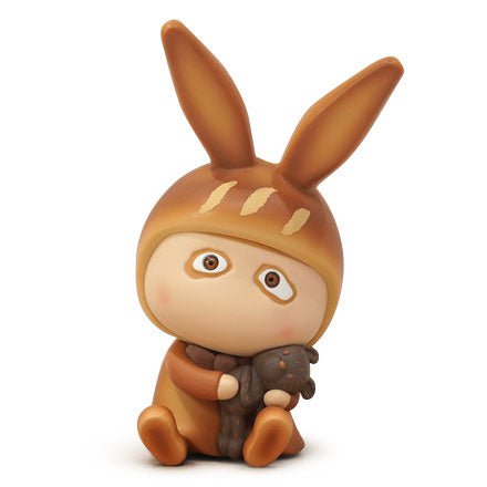 A licensed figurine of a bunny holding a teddy bear, created by How2Work (HK), called A Boy — Bear With Me — Bread Edition.