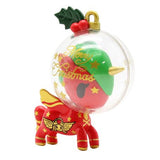 A Christmas ornament featuring a reindeer, perfect for adding holiday cheer to your tree from the tokidoki Holiday Unicorno Series 3 Blind Box.