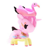 A pink Tokidoki Unicorno Series X Blind Box adorned with a bird on its head from tokidoki.