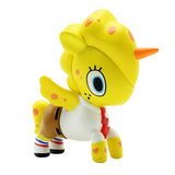 A yellow tokidoki x SpongeBob SquarePants Blind Box toy pony is wearing a tie.