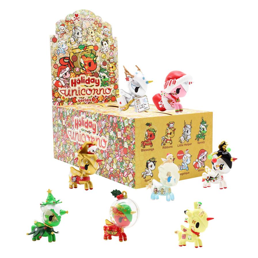 Get ready for the Holiday Unicorno Series 3 Blind Box from tokidoki! Spread some holiday cheer with these tokidoki characters.