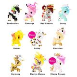 A collection of Tokidoki Unicorno Series X Blind Box pony figurines in various colors by tokidoki.