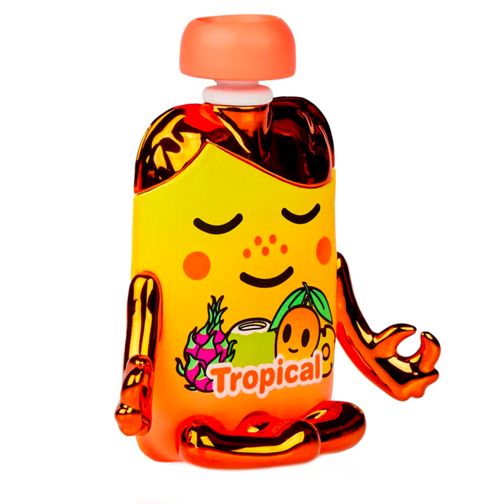 A limited-edition bottle with a tropical character. 
Product Name: Healthy Besties - Tropical Kawaii (Limited Edition Figure) By Tokidoki
Brand Name: tokidoki