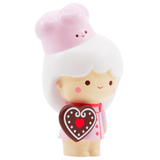A creative Momiji Sweetie - 5 Inch figurine of a girl holding a heart-shaped cookie.