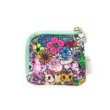 A Tokidoki Flower Power Zip Coin Purse from the tokidoki collection featuring colorful flowers.
