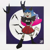 This limited edition drawing features a girl wearing a Bat Sabbatical costume by Martian Toys.