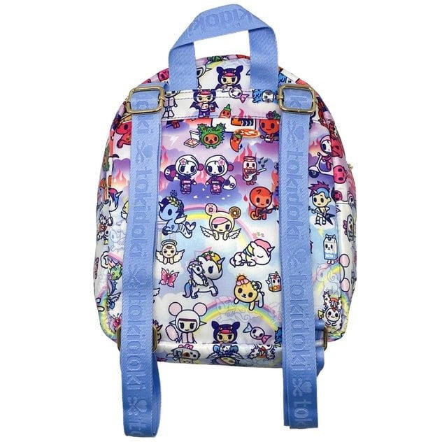 A backpack with cute tokidoki characters on it.