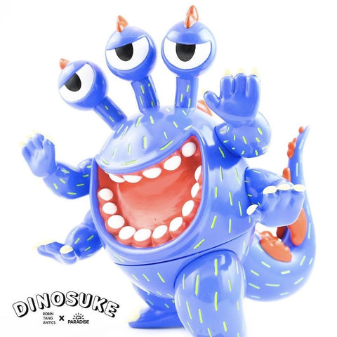 A blue Dinosuke — Original toy with a mouth and eyes in the shape of an alien creature by Paradise Toy (TW).