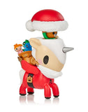 A Unicorno Holiday Series 4 Blind Box with Santa Claus on it, inspired by tokidoki.