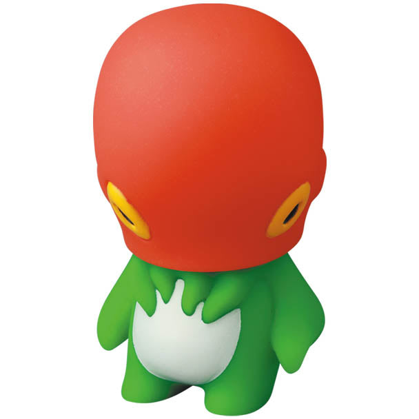 A Japanese vinyl toy with an orange head and green body, VAG Series 28 — Kodakatsubon by ukyDaydreamer from Medicom (JP).