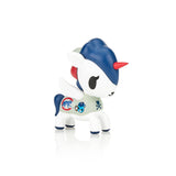 A tokidoki x MLB Chicago Cubs Unicorno 2022 plush toy on a white background.