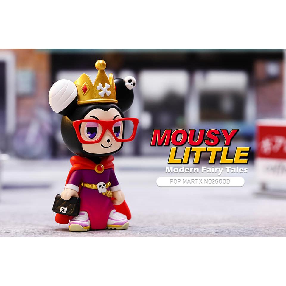 A Mousy Little doll wearing glasses and a crown, designed by fashion brand Pop Mart (CN).