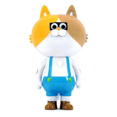 A New Nekotaro — Student toy cat designed by T9G wearing glasses and overalls from The Little Hut (HK).