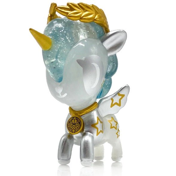 A collectible Pandalina Unicorno figurine by tokidoki wearing a crown.