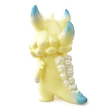 The Rangeas Jr. — Halo by The Little Hut (HK) is a yellow and blue horned monster toy with a textured back, shown from behind against a white background.