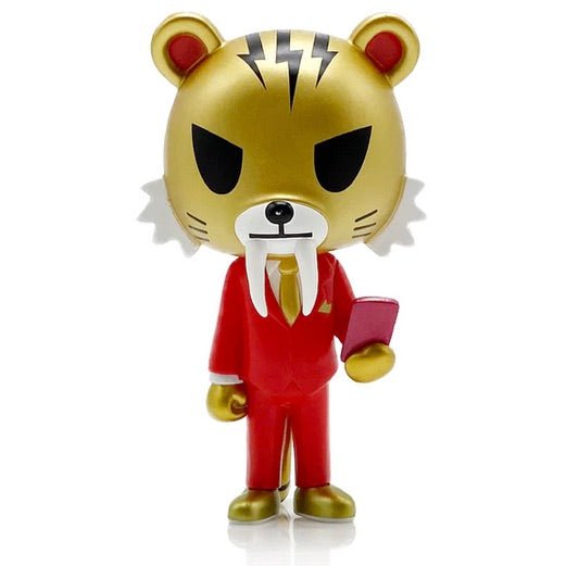 A Year of the Tiger Salaryman Figure in a red suit, symbolizing the Year of the Tiger by tokidoki.
