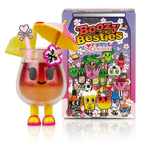 A Boozy Besties Blind Box figure from tokidoki enjoying a drink with its bestie.