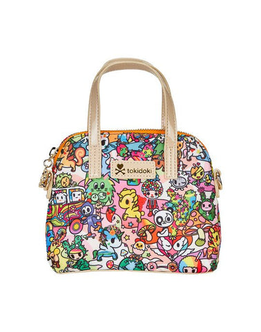 A cute purse adorned with Stay Groovy Mini Bag characters by tokidoki.