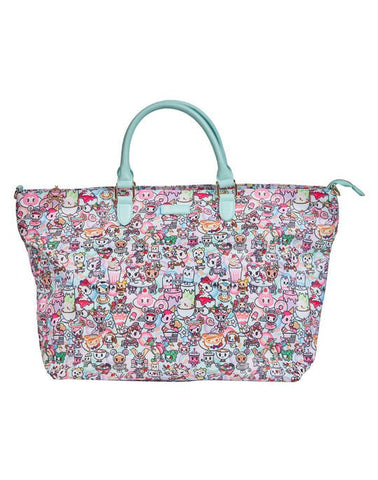 This tokidoki Sweet Cafe Carry All Tote features characters from the Sweet Cafe collection in pink and blue.